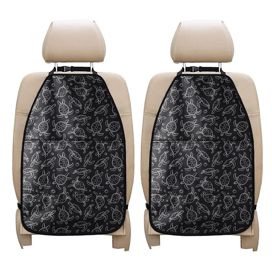 Black And White Sea Turtle Pattern Print Car Seat Organizers