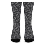 Black And White Sea Turtle Pattern Print Crew Socks