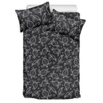 Black And White Sea Turtle Pattern Print Duvet Cover Bedding Set