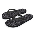 Black And White Sea Turtle Pattern Print Flip Flops