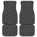 Black And White Sea Turtle Pattern Print Front and Back Car Floor Mats