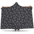Black And White Sea Turtle Pattern Print Hooded Blanket