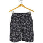 Black And White Sea Turtle Pattern Print Men's Shorts