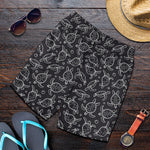 Black And White Sea Turtle Pattern Print Men's Shorts