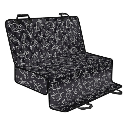Black And White Sea Turtle Pattern Print Pet Car Back Seat Cover