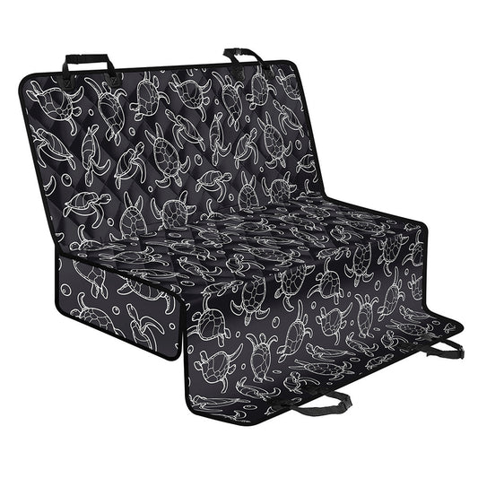 Black And White Sea Turtle Pattern Print Pet Car Back Seat Cover