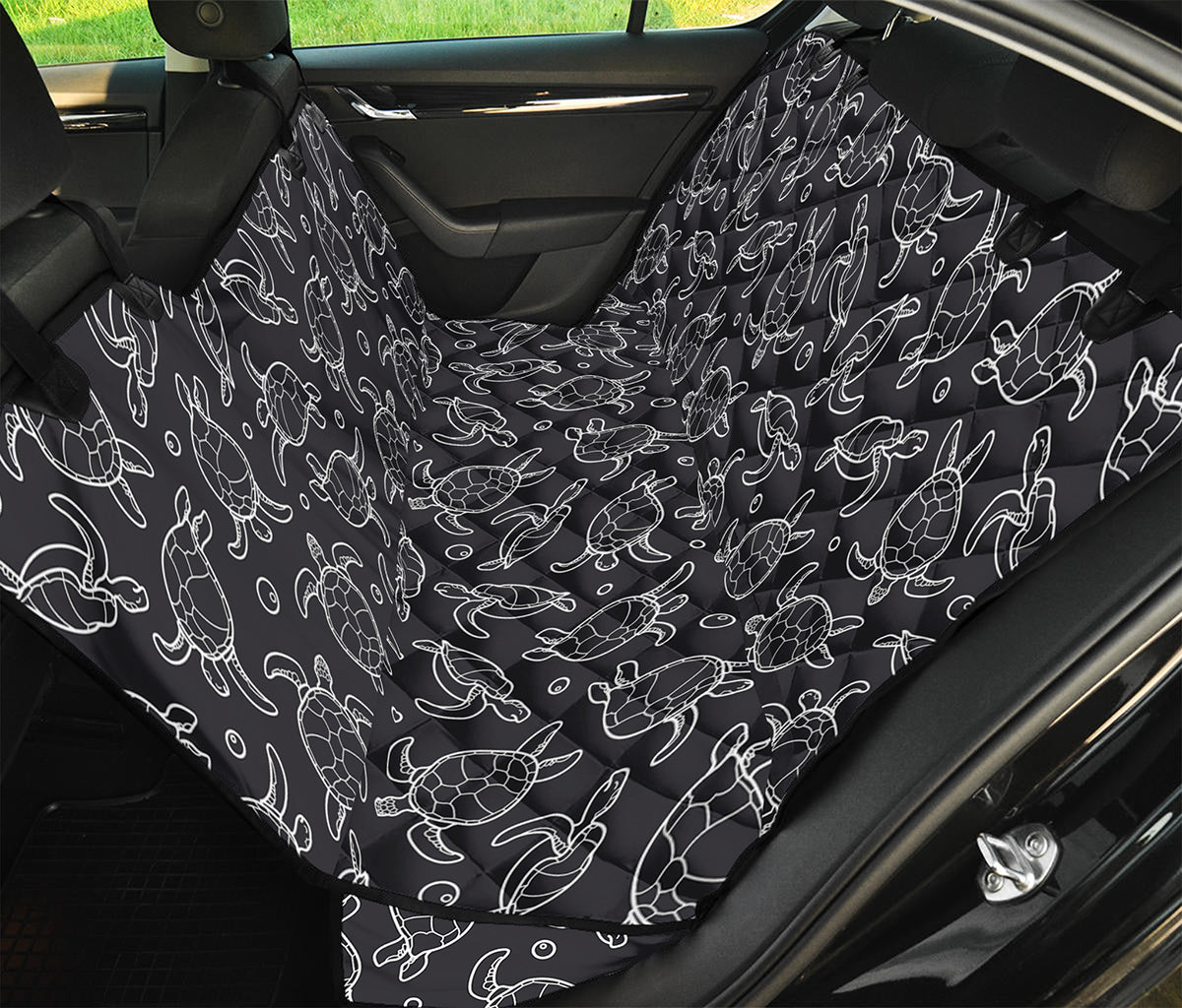 Black And White Sea Turtle Pattern Print Pet Car Back Seat Cover