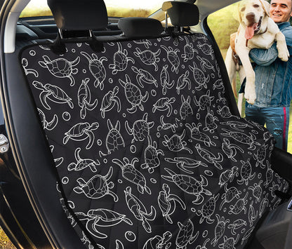 Black And White Sea Turtle Pattern Print Pet Car Back Seat Cover