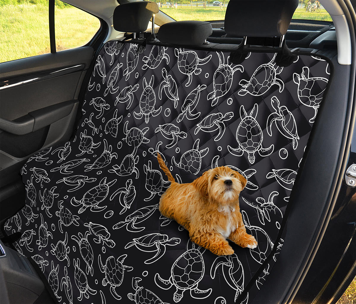 Black And White Sea Turtle Pattern Print Pet Car Back Seat Cover