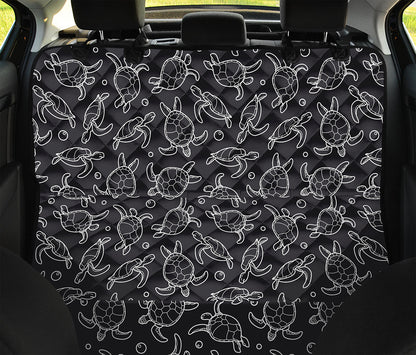 Black And White Sea Turtle Pattern Print Pet Car Back Seat Cover