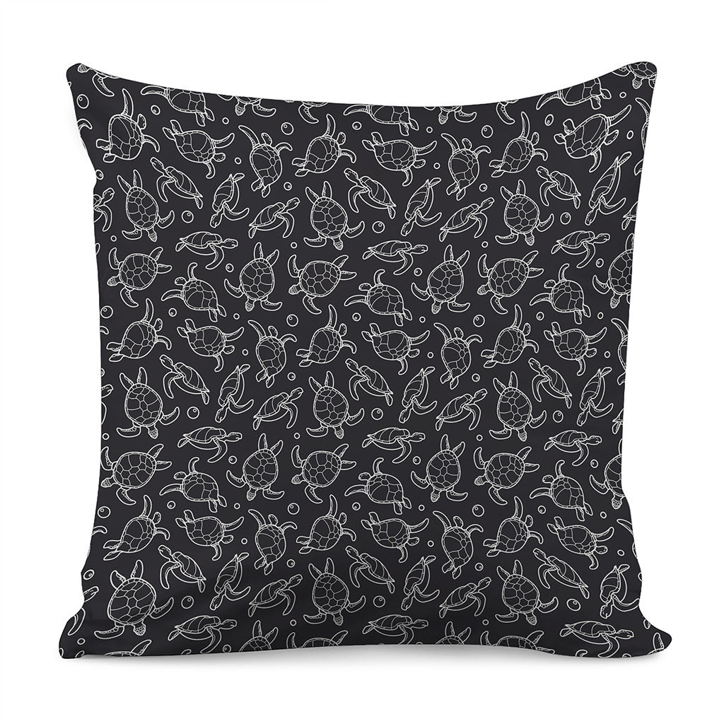 Black And White Sea Turtle Pattern Print Pillow Cover