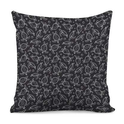 Black And White Sea Turtle Pattern Print Pillow Cover