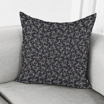 Black And White Sea Turtle Pattern Print Pillow Cover