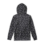 Black And White Sea Turtle Pattern Print Pullover Hoodie