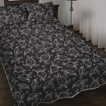 Black And White Sea Turtle Pattern Print Quilt Bed Set