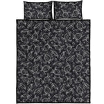 Black And White Sea Turtle Pattern Print Quilt Bed Set