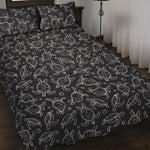 Black And White Sea Turtle Pattern Print Quilt Bed Set