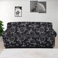 Black And White Sea Turtle Pattern Print Sofa Cover