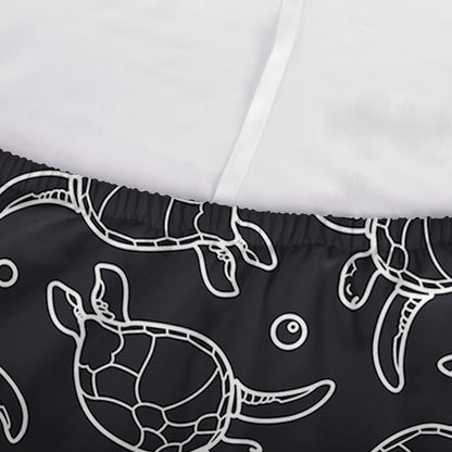 Black And White Sea Turtle Pattern Print Sofa Cover