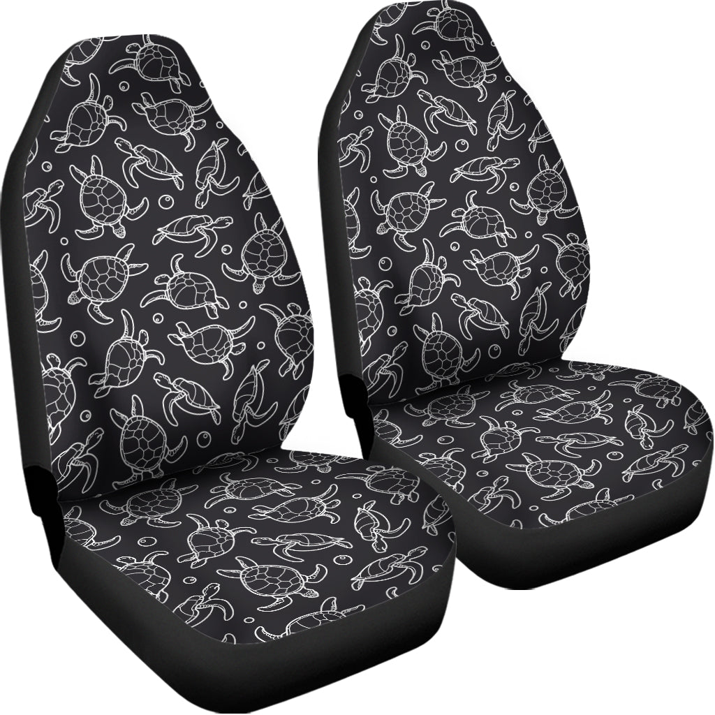 Black And White Sea Turtle Pattern Print Universal Fit Car Seat Covers