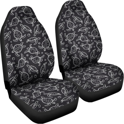 Black And White Sea Turtle Pattern Print Universal Fit Car Seat Covers