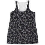Black And White Sea Turtle Pattern Print Women's Racerback Tank Top