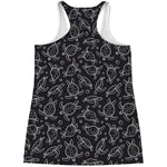 Black And White Sea Turtle Pattern Print Women's Racerback Tank Top