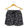 Black And White Sea Turtle Pattern Print Women's Shorts