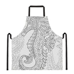 Black And White Seahorse Print Apron