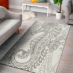 Black And White Seahorse Print Area Rug