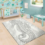 Black And White Seahorse Print Area Rug