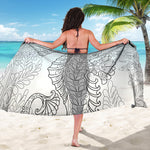 Black And White Seahorse Print Beach Sarong Wrap