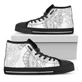 Black And White Seahorse Print Black High Top Sneakers