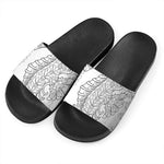 Black And White Seahorse Print Black Slide Sandals
