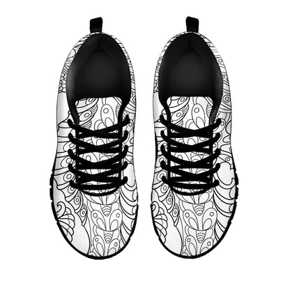 Black And White Seahorse Print Black Sneakers