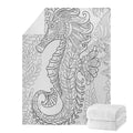 Black And White Seahorse Print Blanket