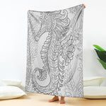 Black And White Seahorse Print Blanket