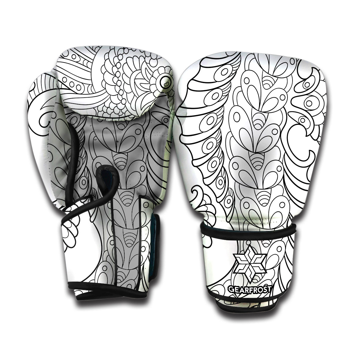 Black And White Seahorse Print Boxing Gloves