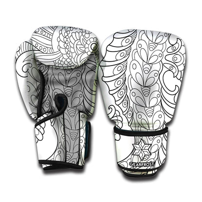 Black And White Seahorse Print Boxing Gloves