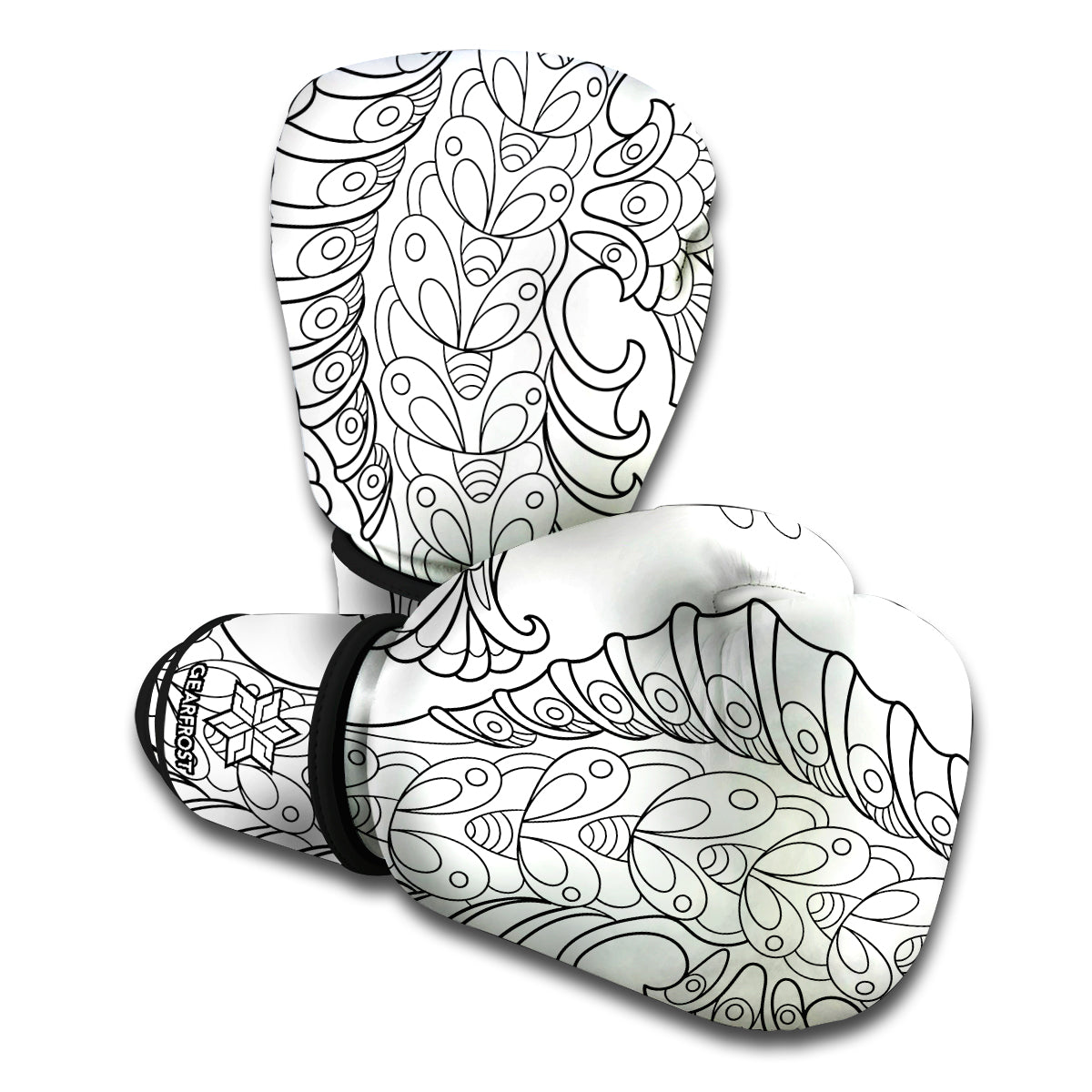 Black And White Seahorse Print Boxing Gloves