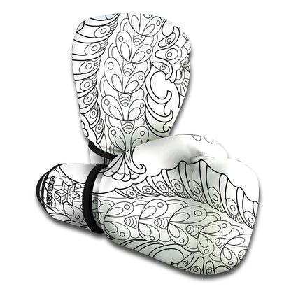 Black And White Seahorse Print Boxing Gloves