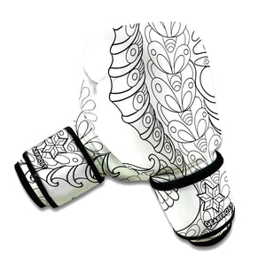 Black And White Seahorse Print Boxing Gloves