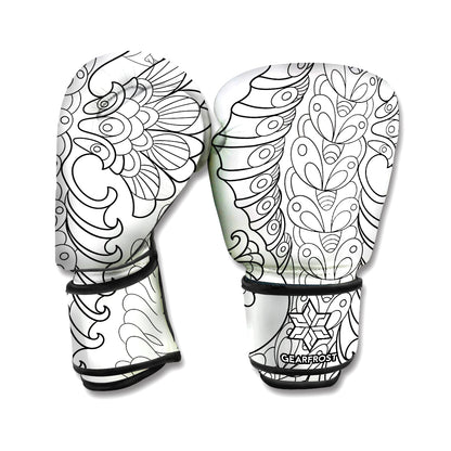 Black And White Seahorse Print Boxing Gloves