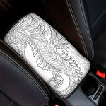 Black And White Seahorse Print Car Center Console Cover