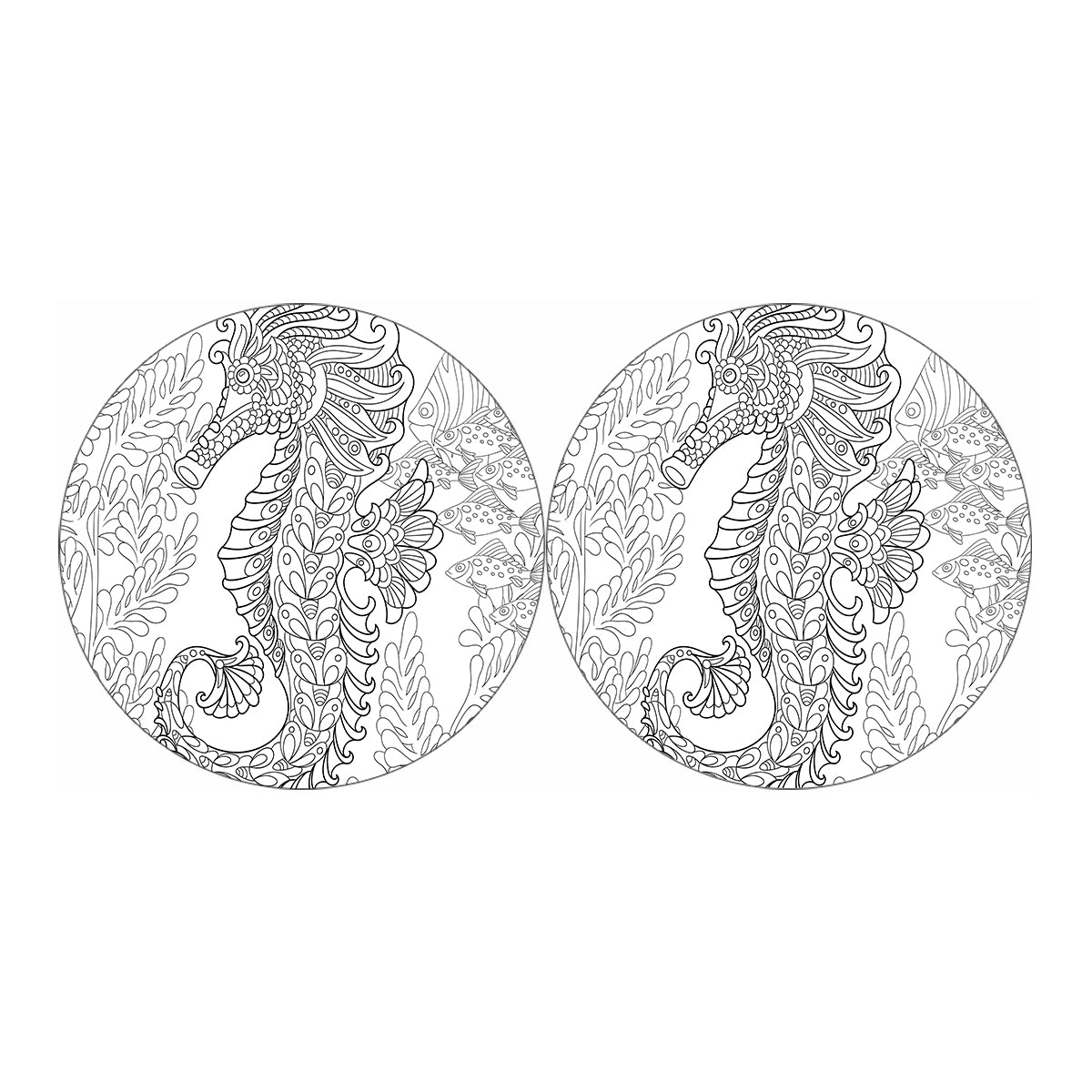 Black And White Seahorse Print Car Coasters