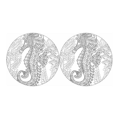 Black And White Seahorse Print Car Coasters