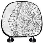 Black And White Seahorse Print Car Headrest Covers