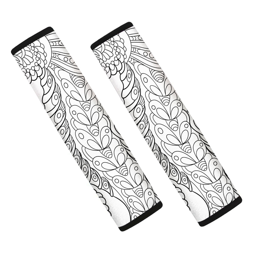 Black And White Seahorse Print Car Seat Belt Covers