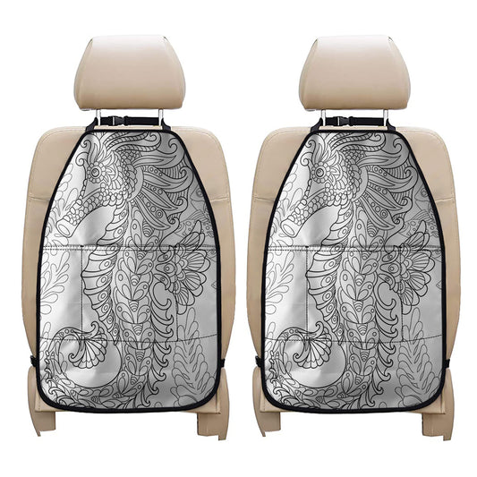 Black And White Seahorse Print Car Seat Organizers