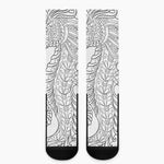 Black And White Seahorse Print Crew Socks